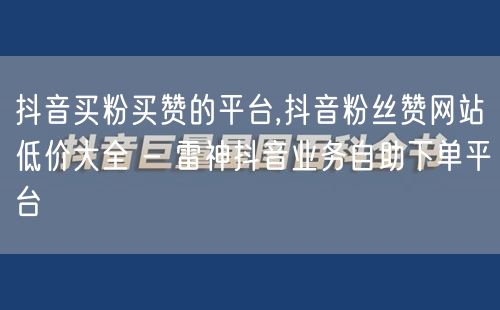 抖音买粉买赞的平台,抖音粉丝赞网站低价大全 - 雷神抖音业务自助下单平台